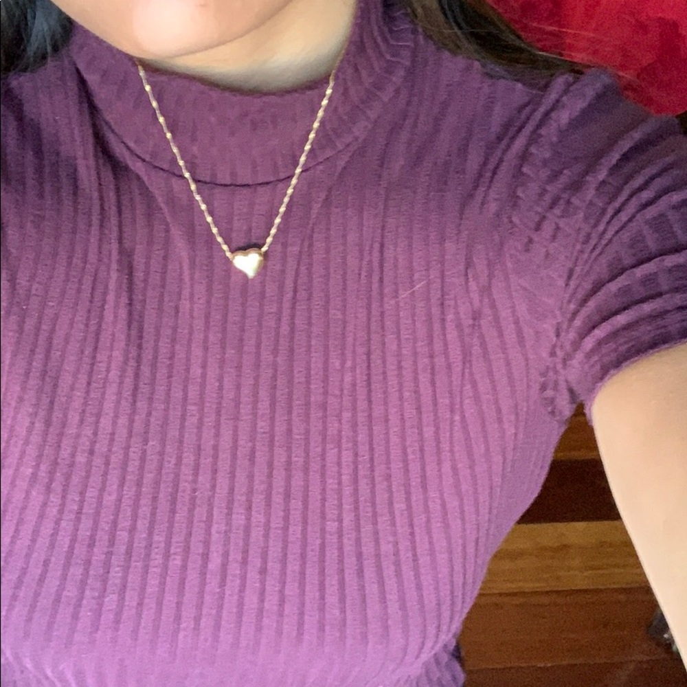 Turtleneck short sleeved cranberry top